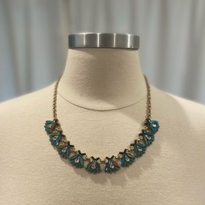 J. Crew Blue Green Crystal Ab Jeweled Statement Necklace